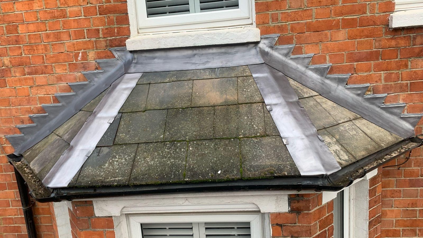 New lead flashing dressed around a tiled bay window roof in Margate by StoneRidge Roofing